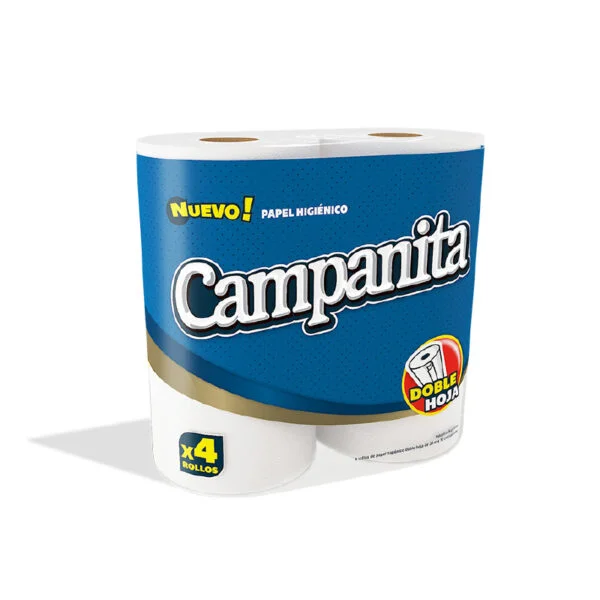 PAPEL HIGIENICO DOBLE HOJA  CAMPANITA  4 X 30 mtrs    BOLSON X 12 u
