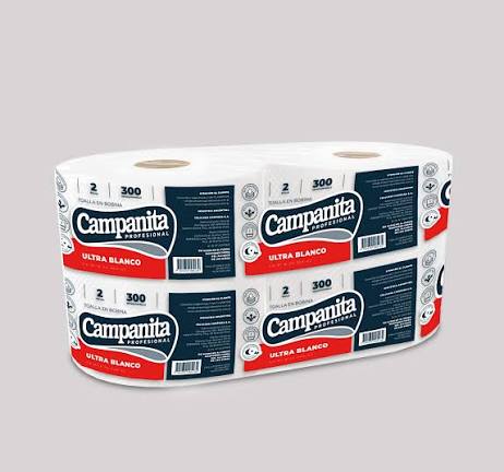 TOALLA EN ROLLO  CAMPANITA EXTRA BLANCA  2 X 300 mtrs